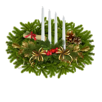 Advent Wreath with Candles and Festive Decoration