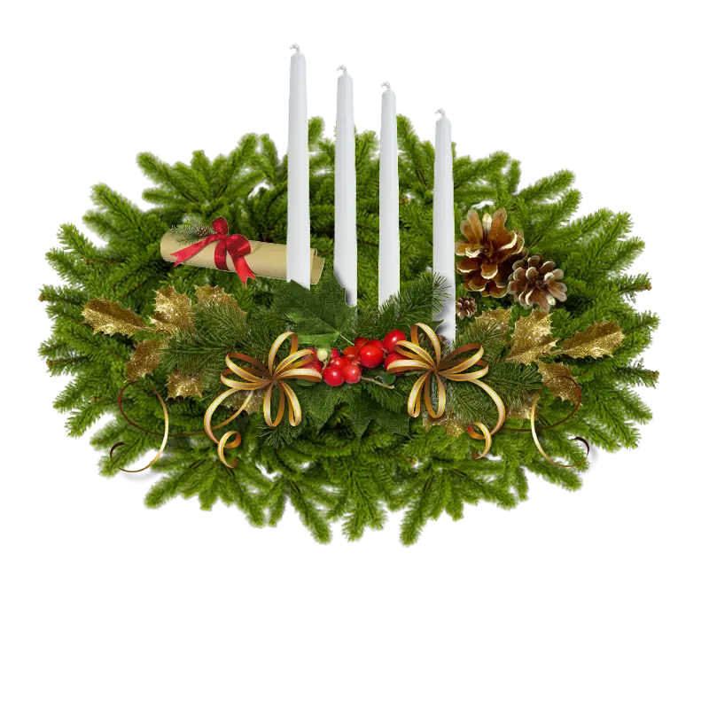 Advent Wreath with Candles and Festive Decoration