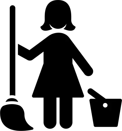 Cleaning Woman Silhouette with Broom