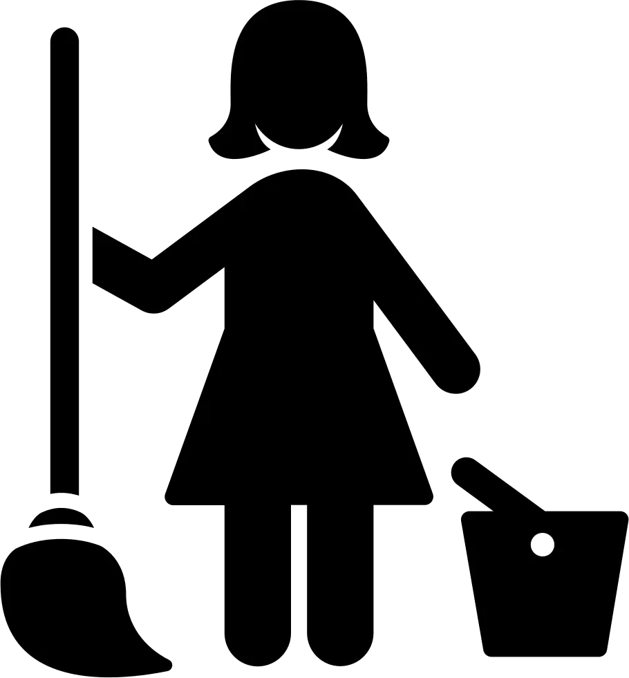 Cleaning Woman Silhouette with Broom