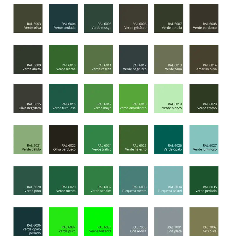 Green Color Palette Chart