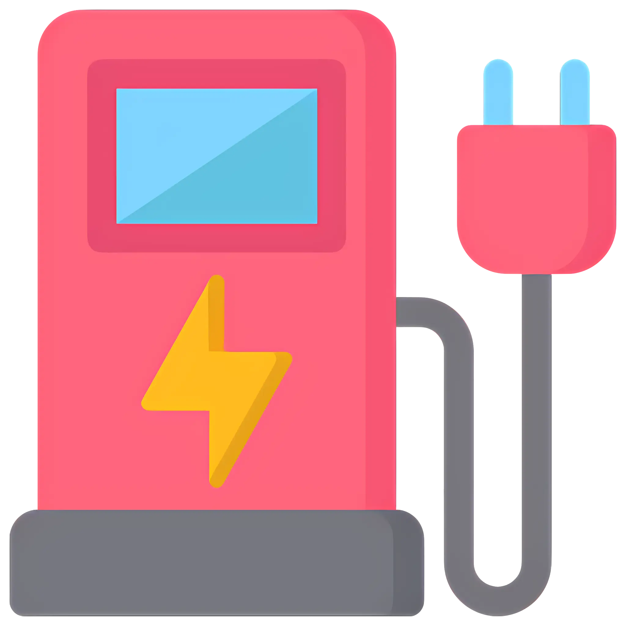 Electric Charging Station with Plug Illustration