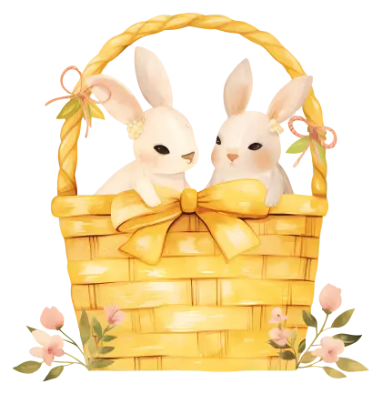 Cute Bunnies in a Basket
