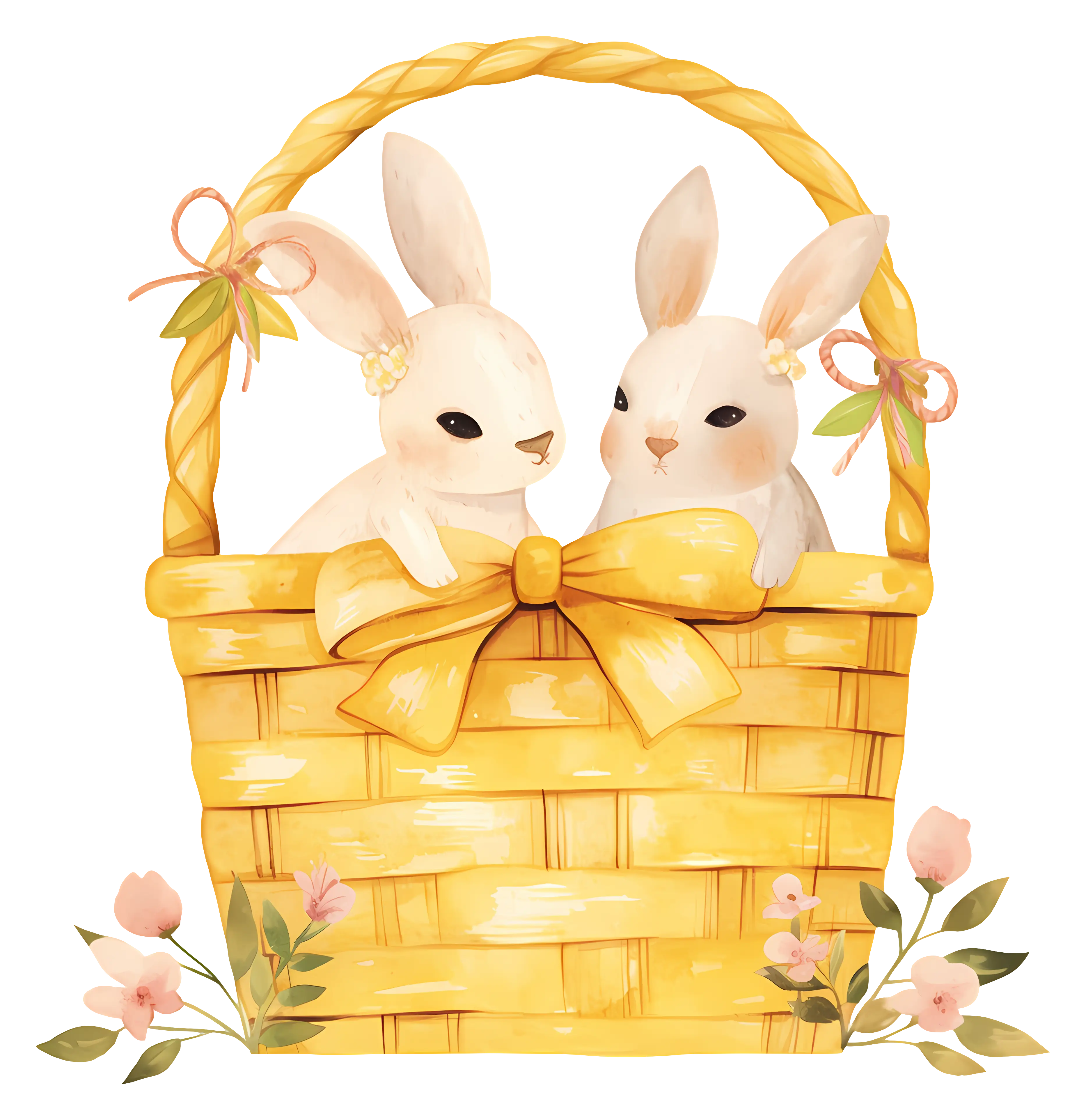 Cute Bunnies in a Basket