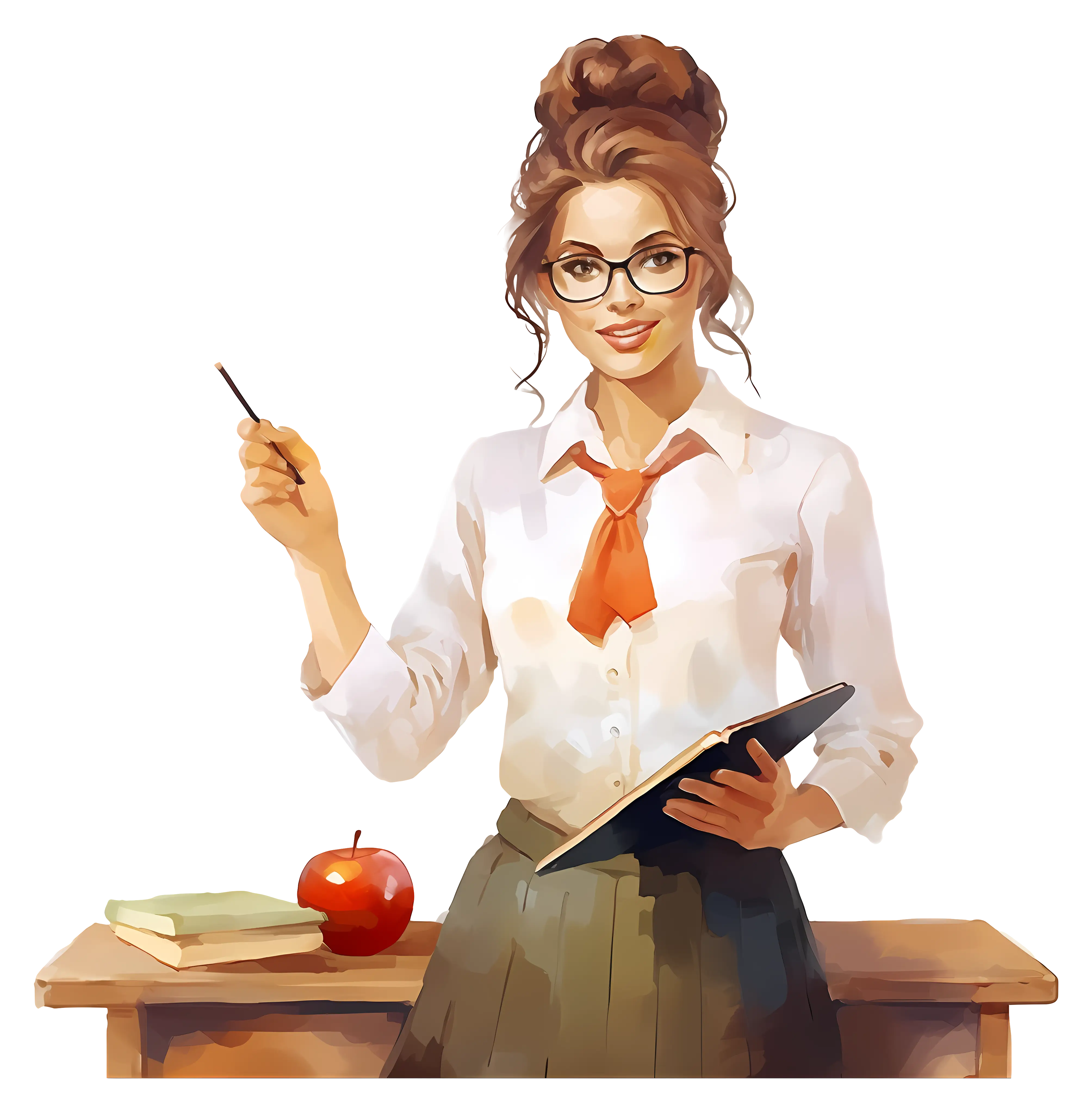 Smiling Woman with Notebook and Pencil