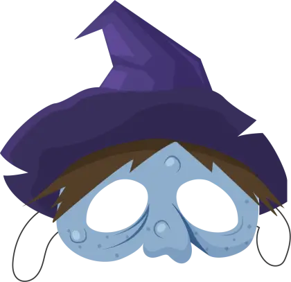 Spooky Blue Witch Mask for Halloween