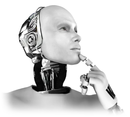 Black and White Thinking Robot Concept