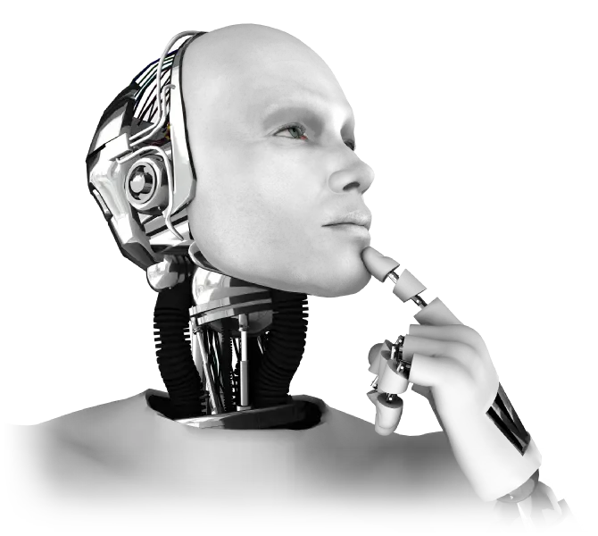 Black and White Thinking Robot Concept