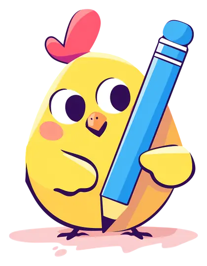 Chick Holding a Pencil