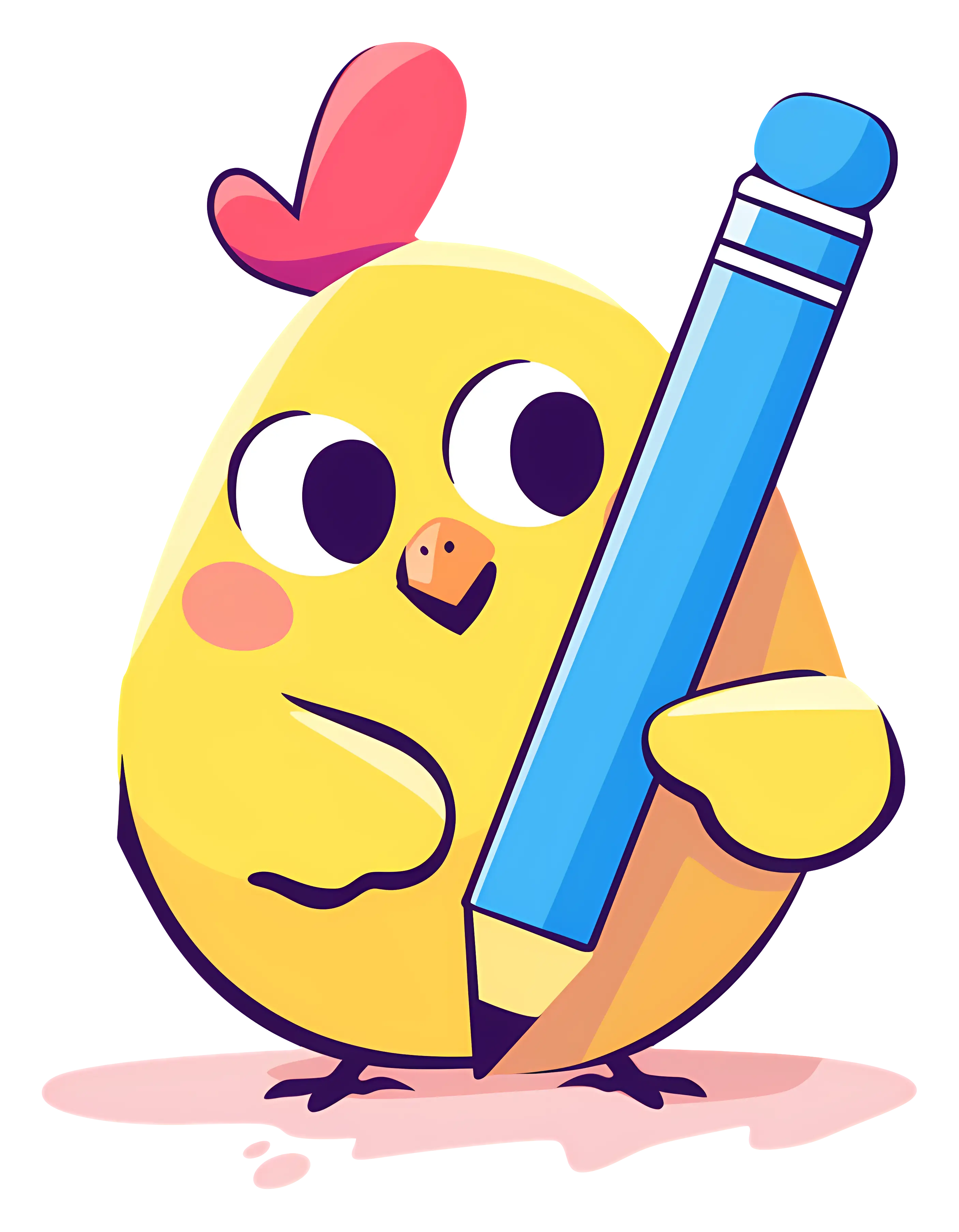 Chick Holding a Pencil