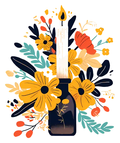 Candle with Floral Arrangement