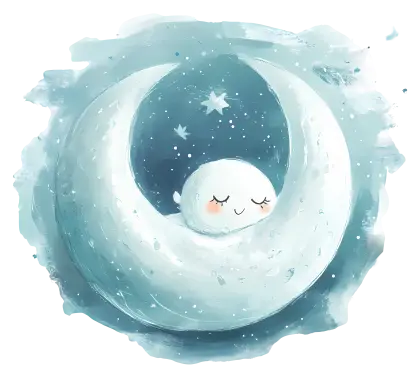 Cute Sleeping Moon with Stars