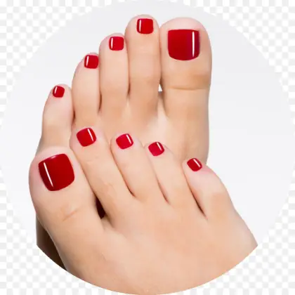 Red Toenails with Nail Polish