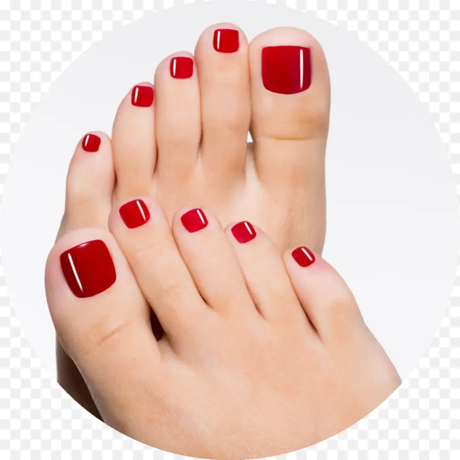 Red Toenails with Nail Polish
