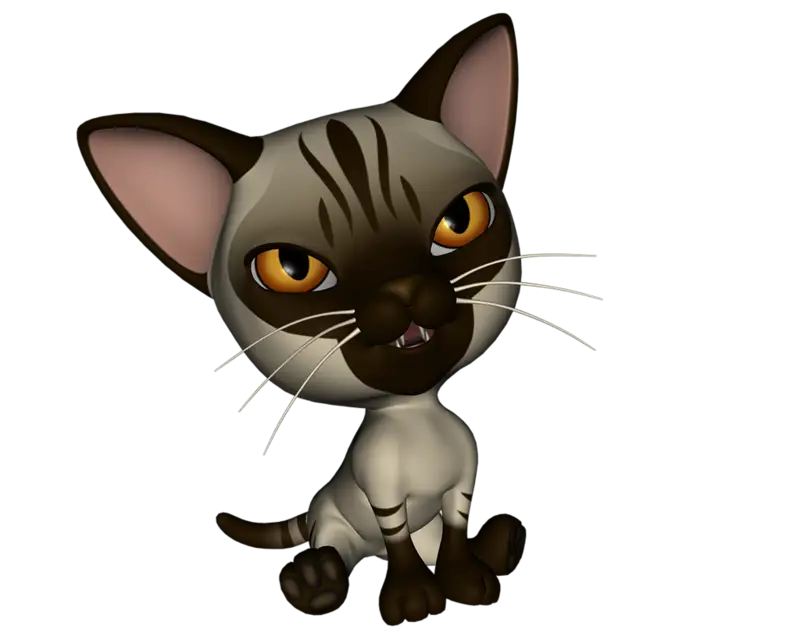 Cute Cartoon Siamese Cat Illustration
