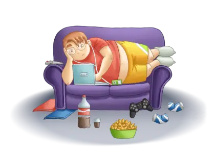 Relaxing on Couch with Snacks