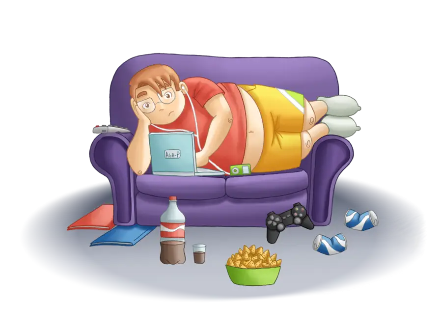 Relaxing on Couch with Snacks
