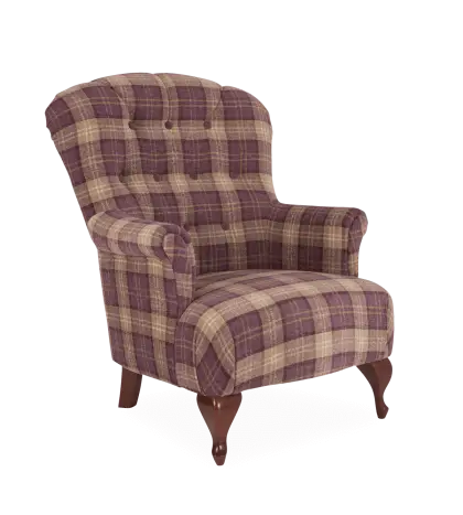 Plaid Upholstered Armchair