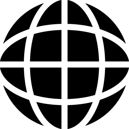 Black Globe Icon with Grids