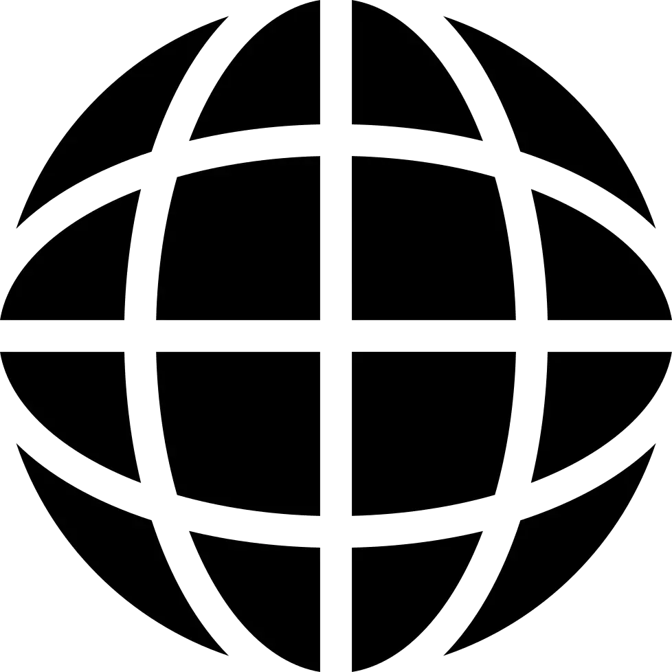 Black Globe Icon with Grids