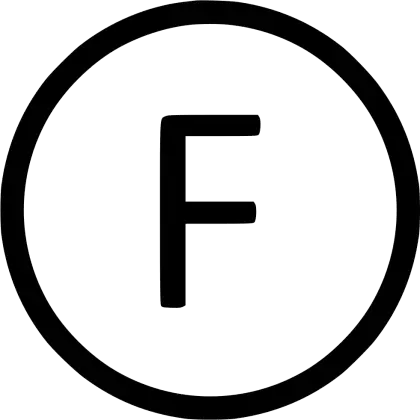 Letter F Icon in Circular Outline