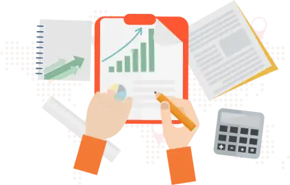 Clipboard Illustration with Financial Chart for Data Analysis