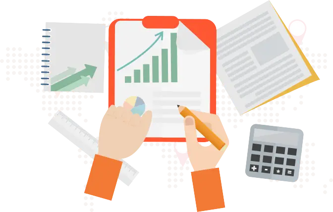 Clipboard Illustration with Financial Chart for Data Analysis