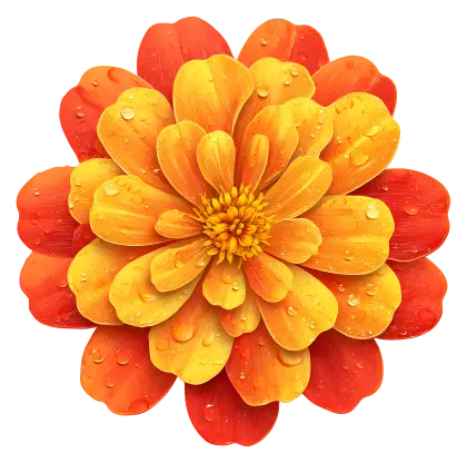Orange Flower with Dew Drops