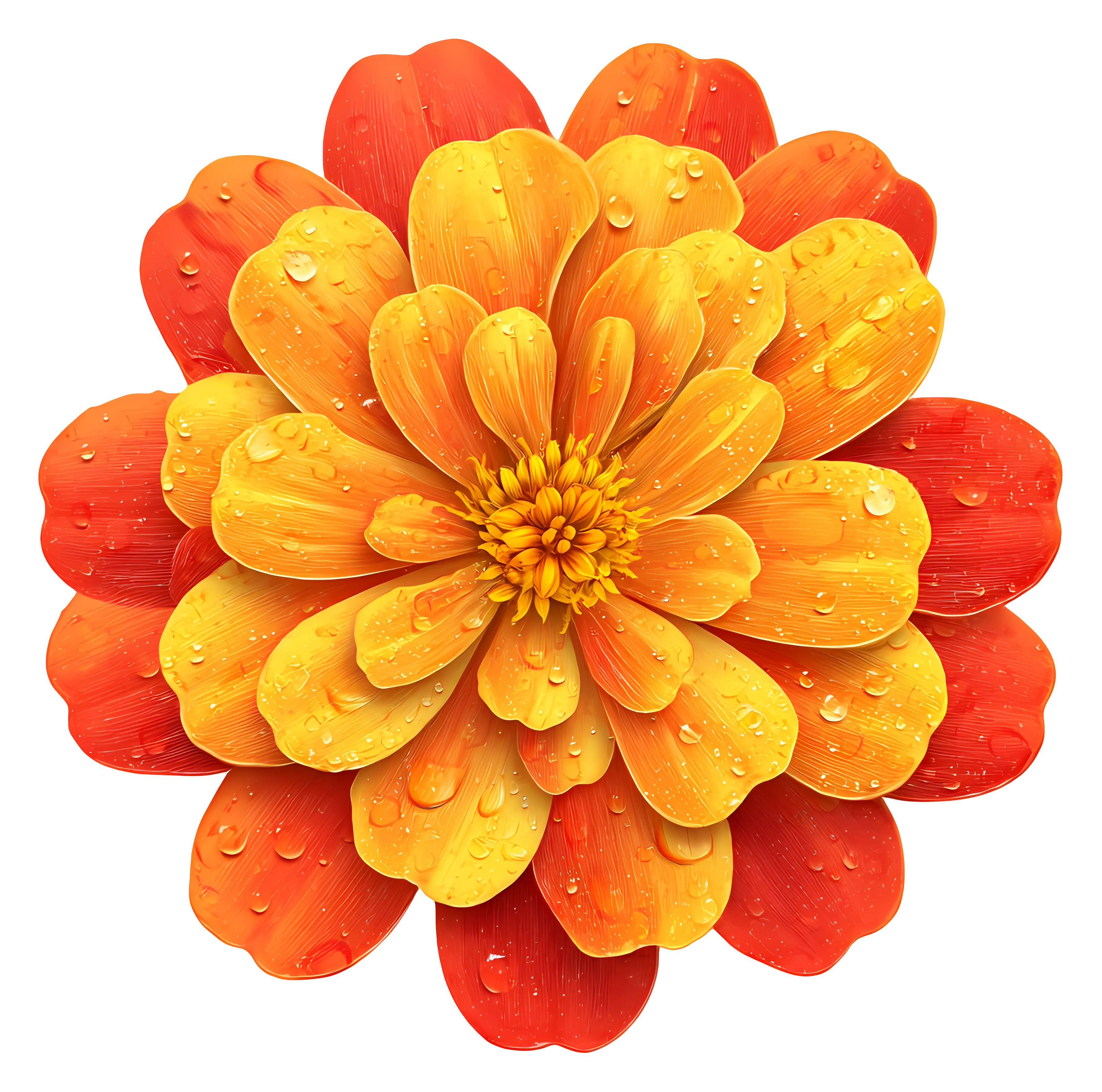 Orange Flower with Dew Drops