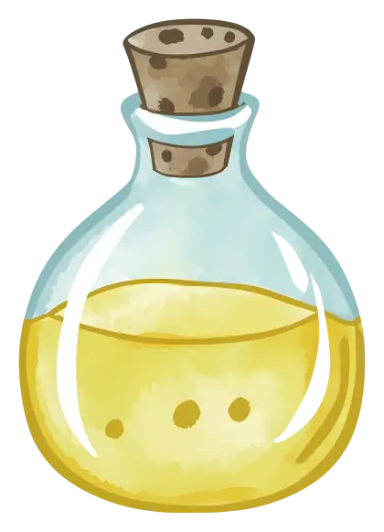 Glass Bottle with Cork and Yellow Liquid