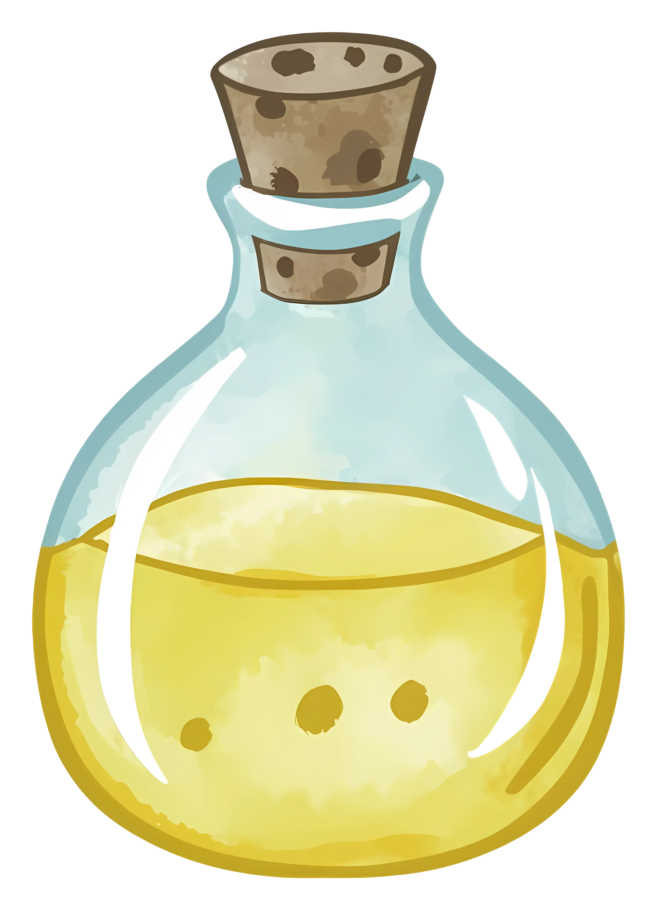 Glass Bottle with Cork and Yellow Liquid