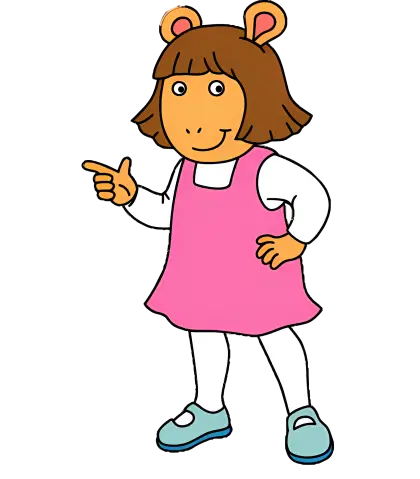 Cartoon Girl with Pink Dress Pointing