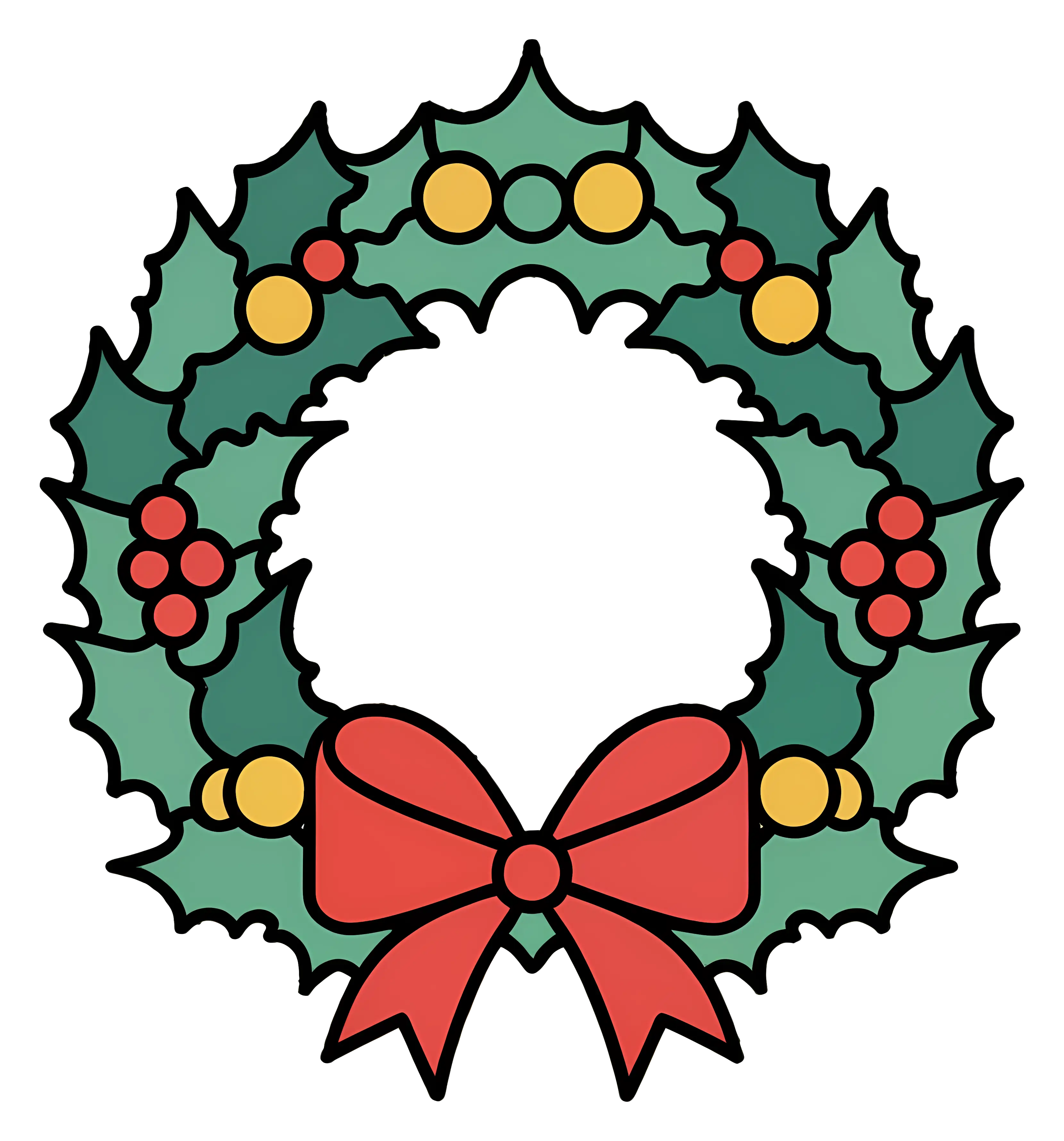 Classic Christmas Wreath with Holly and Bow