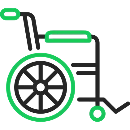 Green and Black Wheelchair Icon