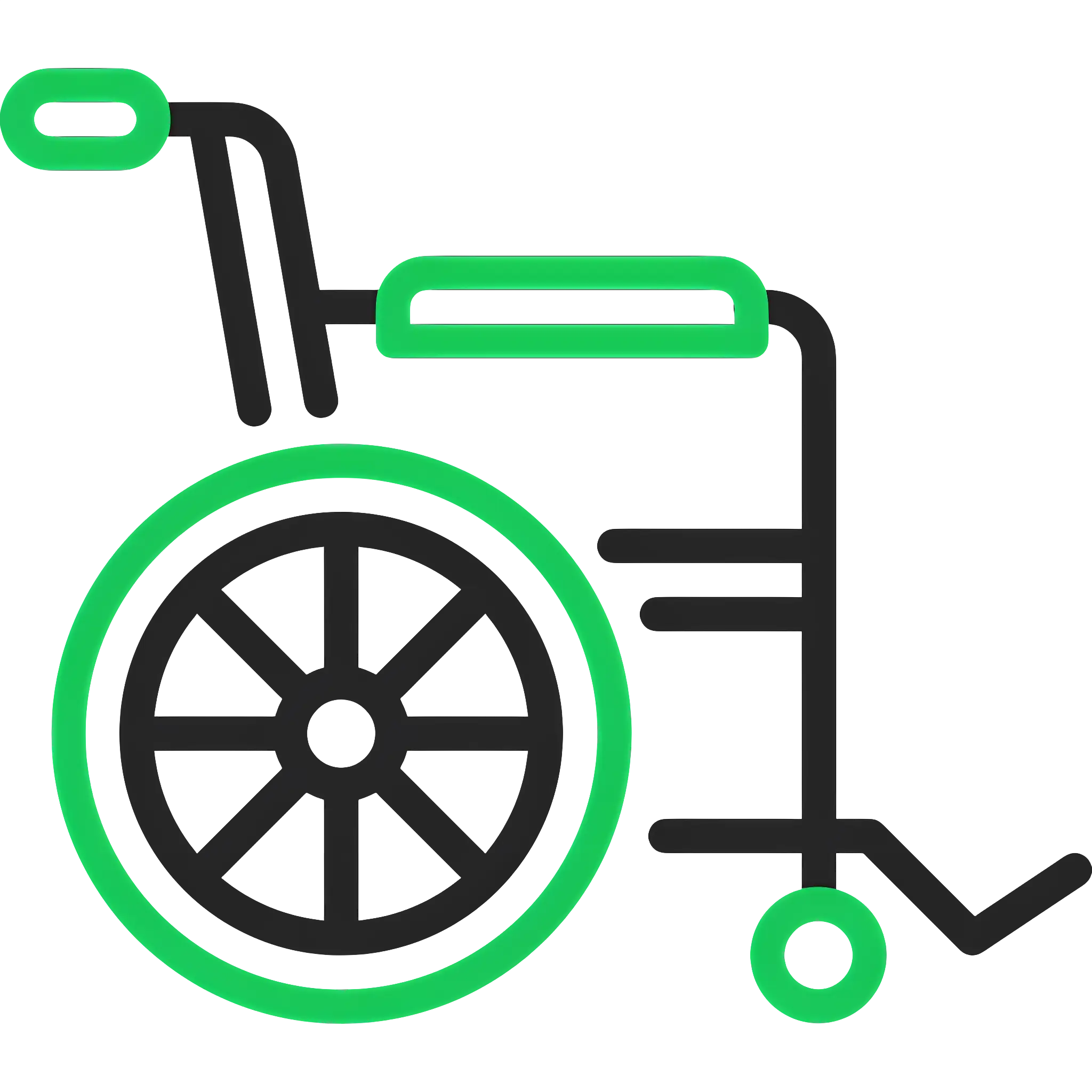 Green and Black Wheelchair Icon
