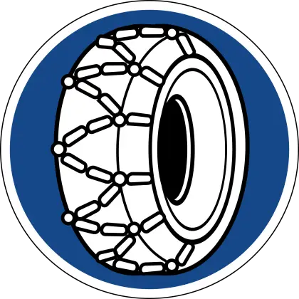 Tire with Chains Sign