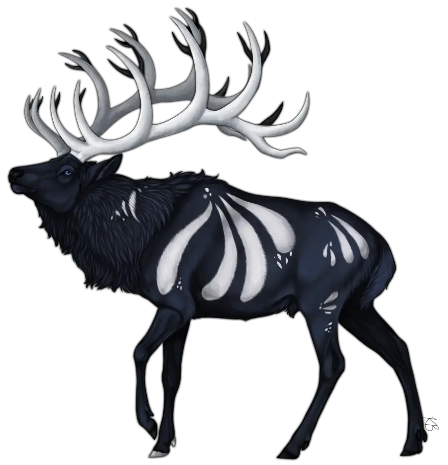 Dark Skeleton Deer Fantasy Illustration