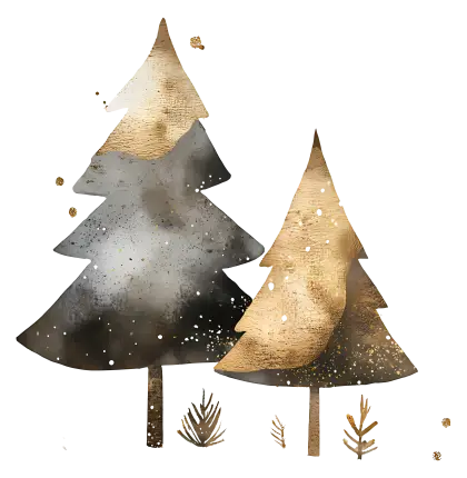 Gold and Silver Christmas Trees