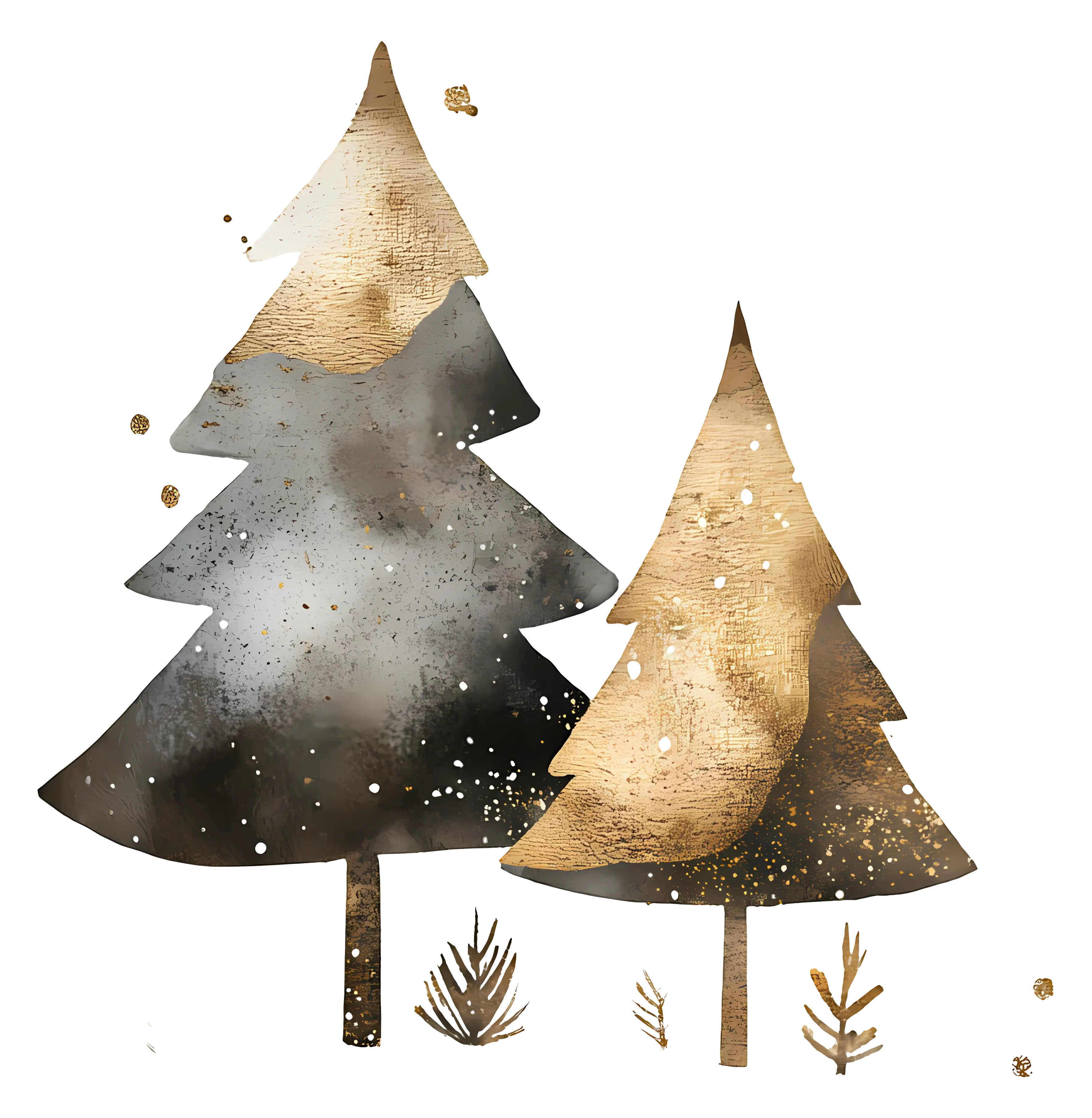 Gold and Silver Christmas Trees