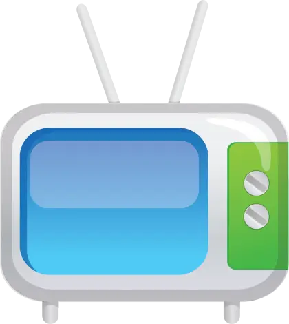 Cartoon Television Icon with Blue and Green Design