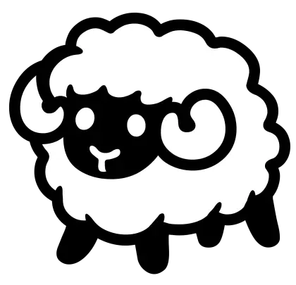 Cartoon Sheep in Black and White Style