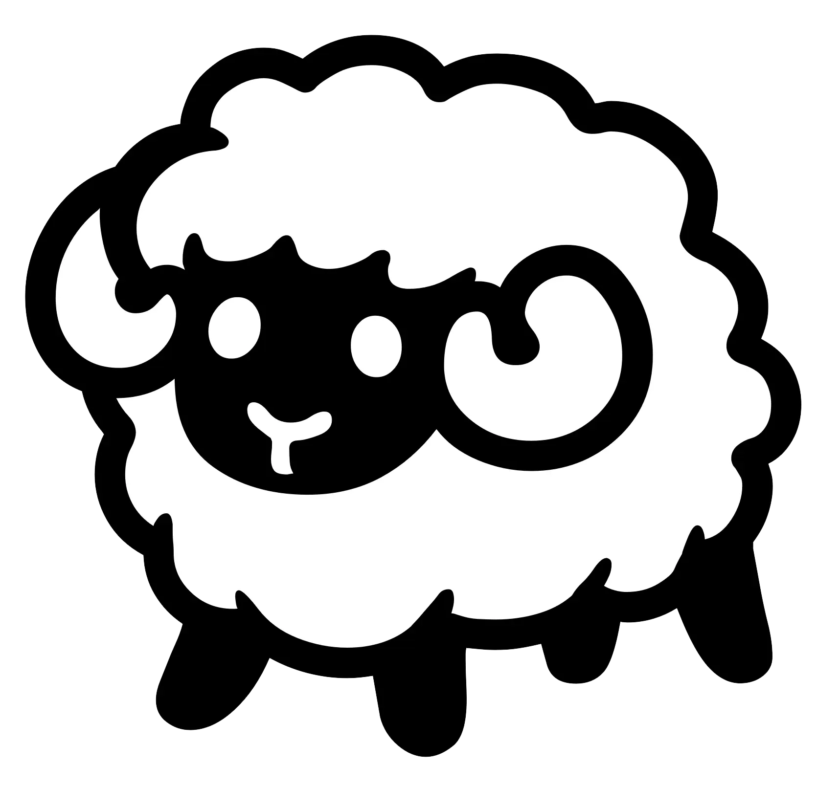 Cartoon Sheep in Black and White Style