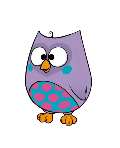 Purple Cartoon Owl in Playful Style