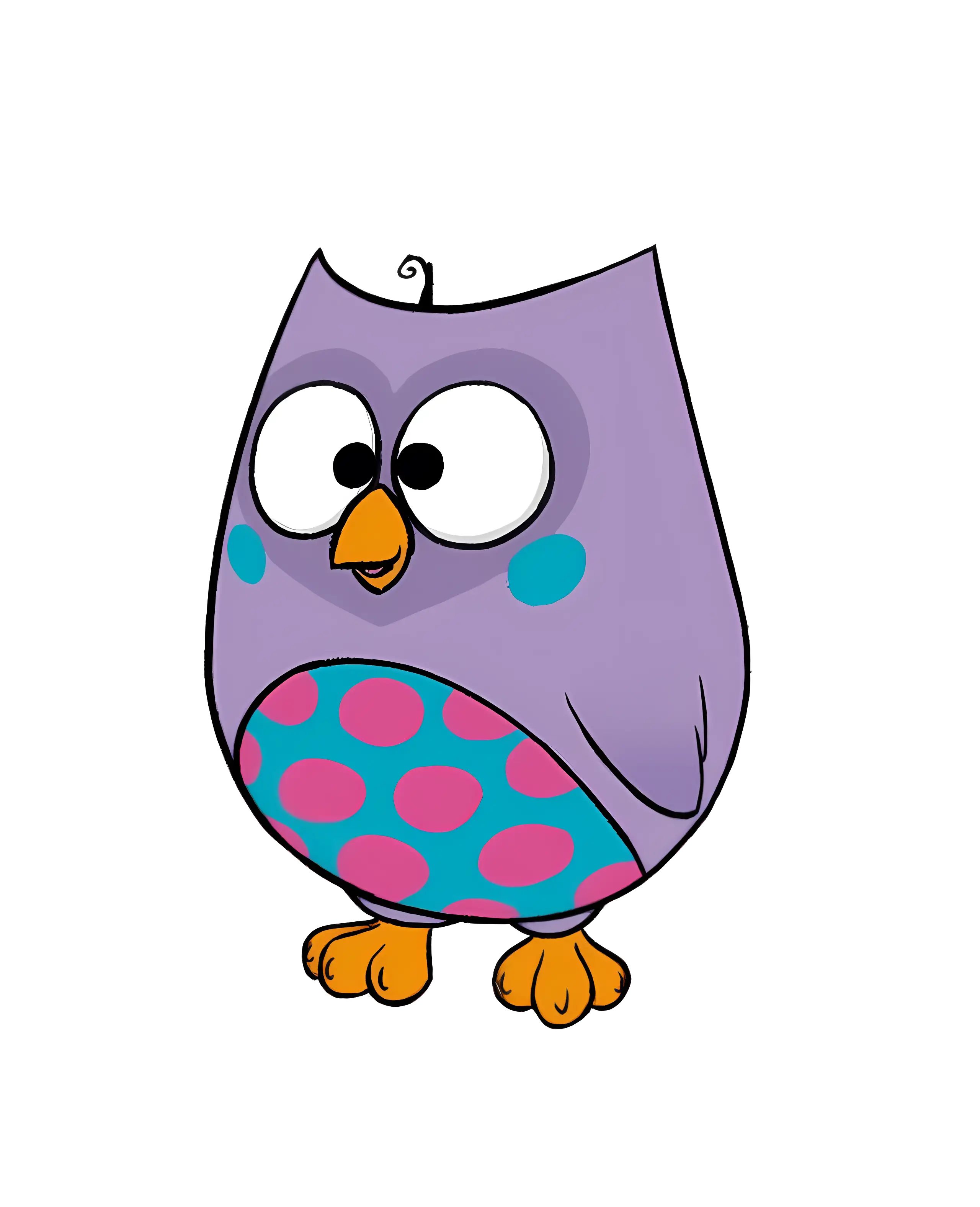 Purple Cartoon Owl in Playful Style