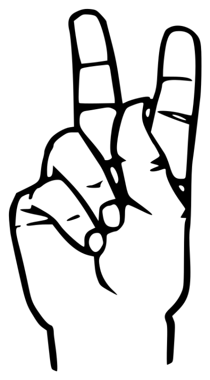 Black and White Peace Hand Sign Drawing
