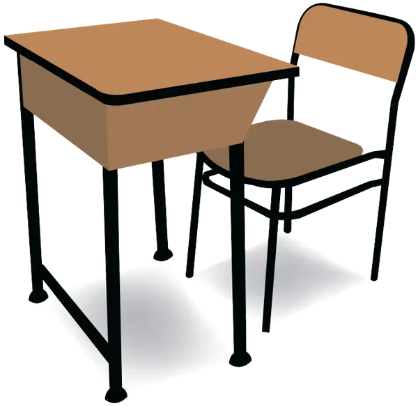 Wooden School Desk and Chair Illustration