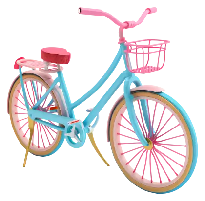 Colorful Bicycle with Basket in Pastel Tones