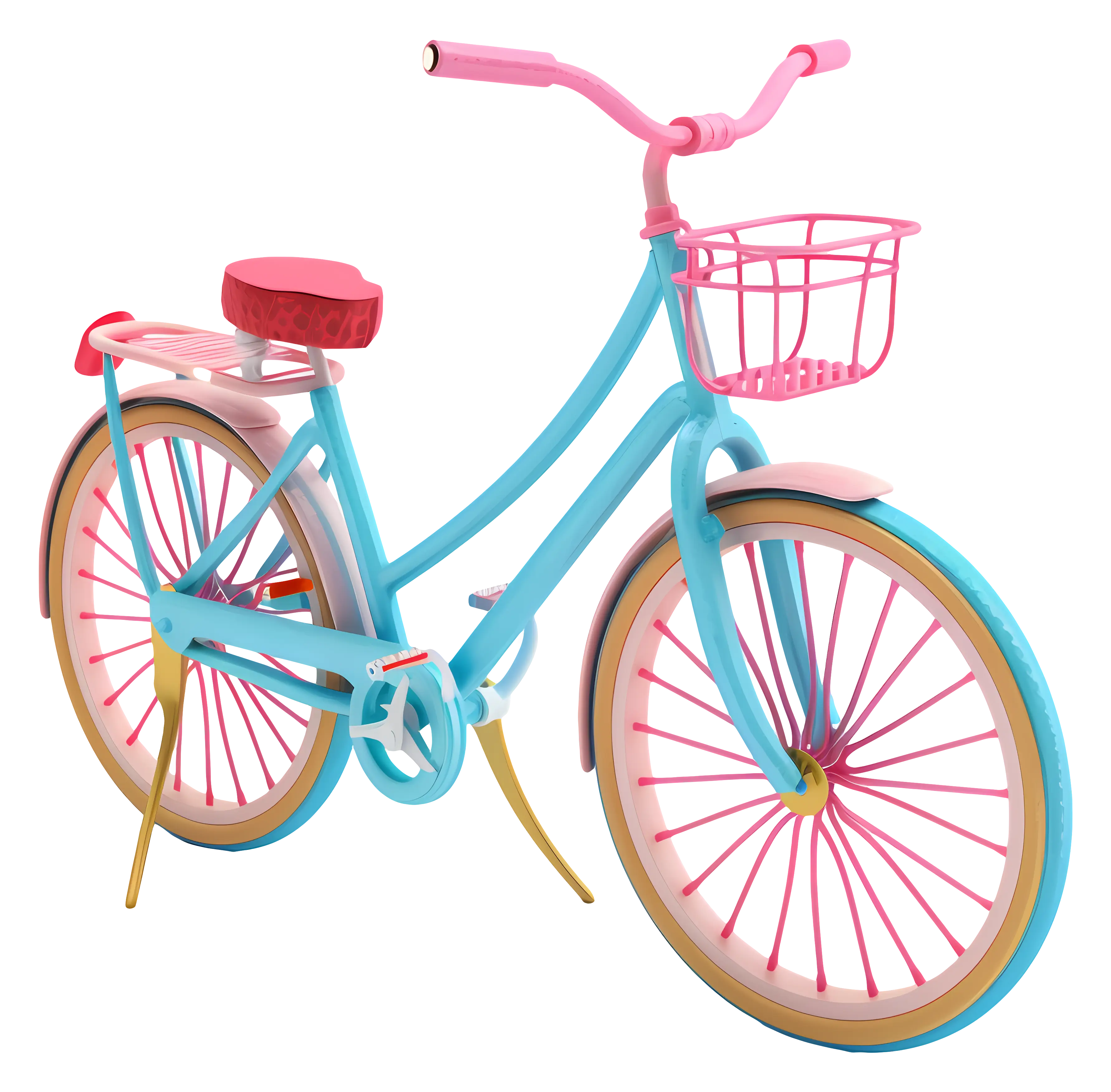 Colorful Bicycle with Basket in Pastel Tones