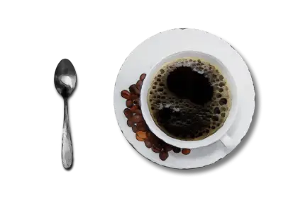 Coffee Cup with Spoon and Coffee Beans