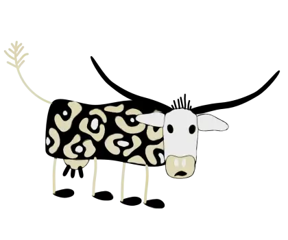 Cartoon Cow with Patterns